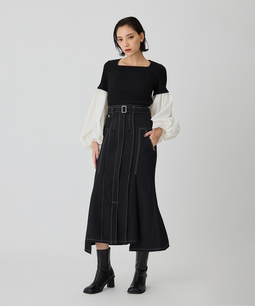 UNITED TOKYO（ユナイテッドトウキョウ）の「ボリュームスイッチングニット（ニット/セーター・レディース・ホワイト/ブラック・FREE）」の3枚目の写真