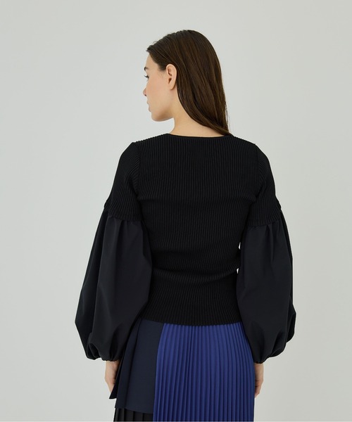 UNITED TOKYO（ユナイテッドトウキョウ）の「ボリュームスイッチングニット（ニット/セーター・レディース・ホワイト/ブラック・FREE）」の20枚目の写真