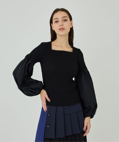 UNITED TOKYO（ユナイテッドトウキョウ）の「ボリュームスイッチングニット（ニット/セーター・レディース・ホワイト/ブラック・FREE）」の18枚目の写真