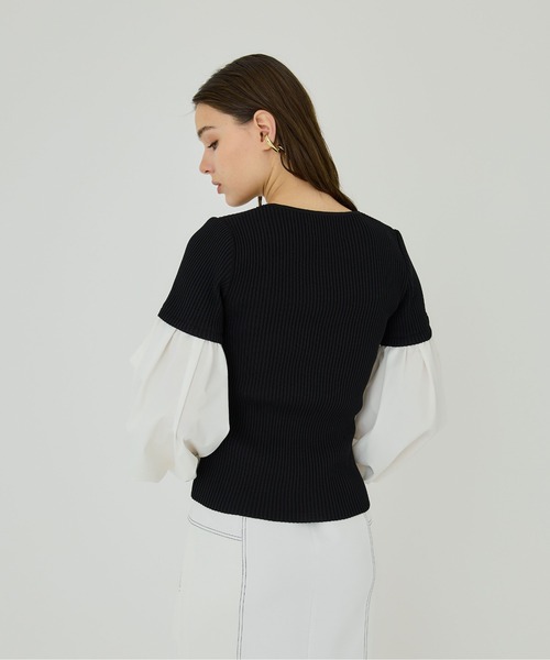 UNITED TOKYO（ユナイテッドトウキョウ）の「ボリュームスイッチングニット（ニット/セーター・レディース・ホワイト/ブラック・FREE）」の14枚目の写真