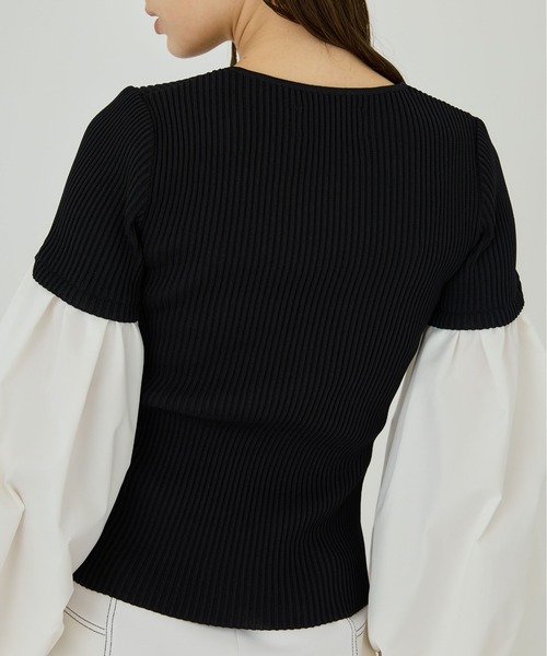 UNITED TOKYO（ユナイテッドトウキョウ）の「ボリュームスイッチングニット（ニット/セーター・レディース・ホワイト/ブラック・FREE）」の16枚目の写真