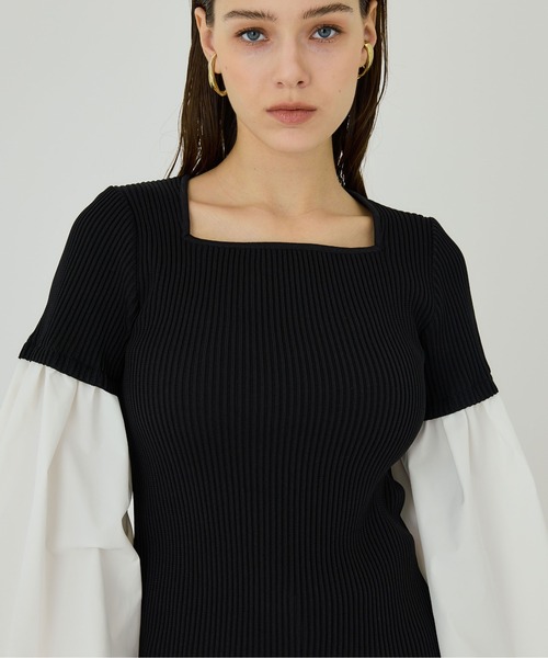 UNITED TOKYO（ユナイテッドトウキョウ）の「ボリュームスイッチングニット（ニット/セーター・レディース・ホワイト/ブラック・FREE）」の15枚目の写真