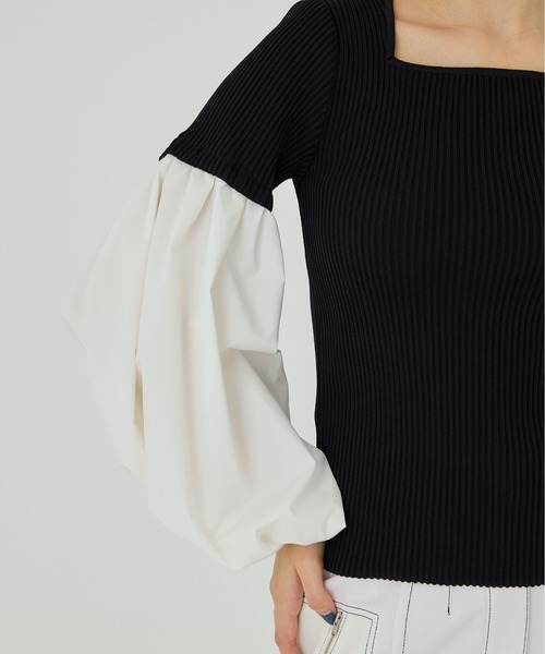 UNITED TOKYO（ユナイテッドトウキョウ）の「ボリュームスイッチングニット（ニット/セーター・レディース・ホワイト/ブラック・FREE）」の17枚目の写真