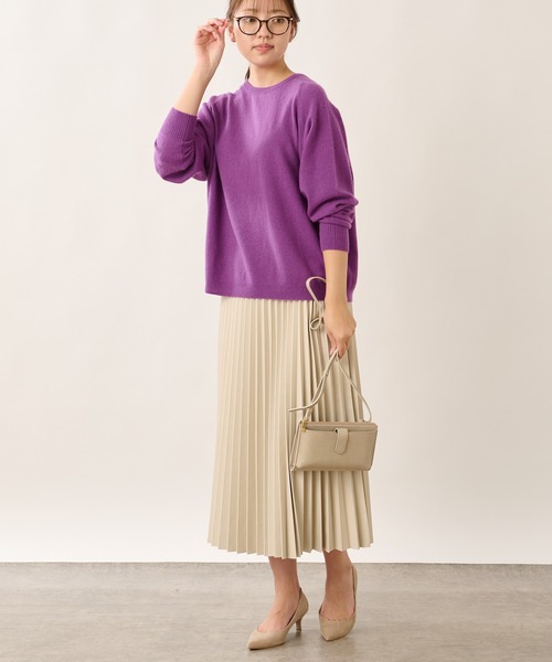 OUVRAGE CLASSE（ウヴラージュクラス）の「エコレザーアコーディオンプリーツスカート（スカート・レディース・ブラック/アイボリー/ベージュ・FREE）」の6枚目の写真