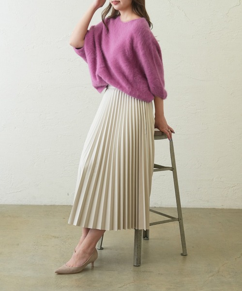 OUVRAGE CLASSE（ウヴラージュクラス）の「エコレザーアコーディオンプリーツスカート（スカート・レディース・ブラック/アイボリー/ベージュ・FREE）」の17枚目の写真