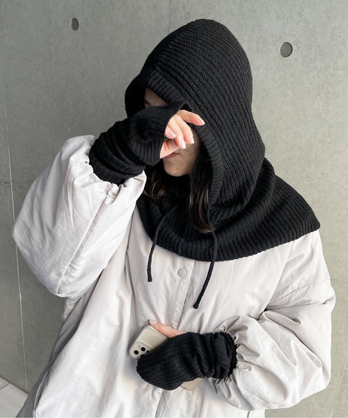 StyleSea（スタイルシー）の「フードデザインバラクラバ＆アームウォーマーセット（ネックウォーマー/スヌード・レディース・ブラック/ライトベージュ・FREE）」の17枚目の写真