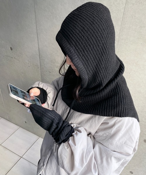 StyleSea（スタイルシー）の「フードデザインバラクラバ＆アームウォーマーセット（ネックウォーマー/スヌード・レディース・ブラック/ライトベージュ・FREE）」の19枚目の写真