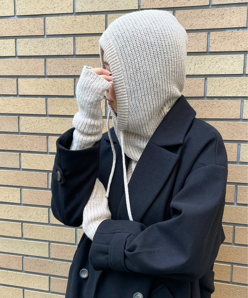 StyleSea（スタイルシー）の「フードデザインバラクラバ＆アームウォーマーセット（ネックウォーマー/スヌード・レディース・ブラック/ライトベージュ・FREE）」の9枚目の写真