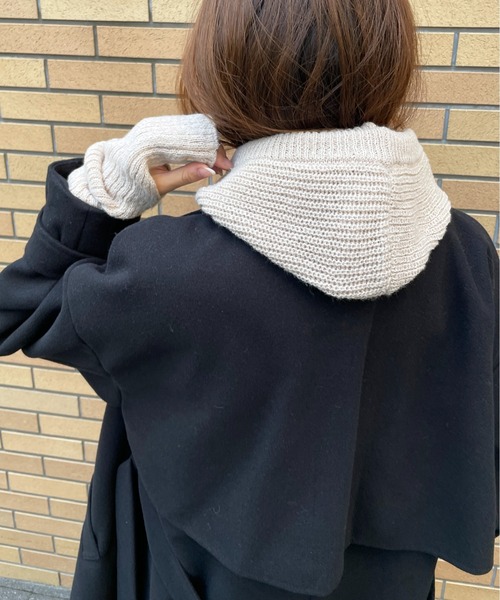 StyleSea(スタイルシー)の「フードデザインバラクラバ&アームウォーマーセット(ネックウォーマー/スヌード・レディース・ブラック/ライトベージュ・FREE)」の12枚目の写真