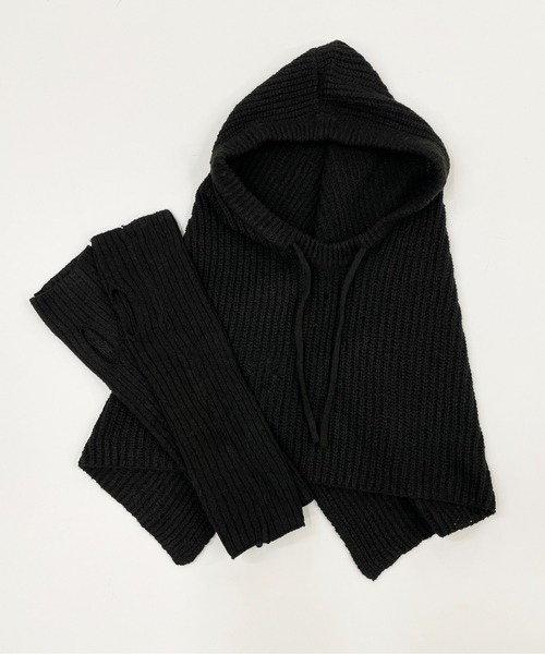 StyleSea(スタイルシー)の「フードデザインバラクラバ&アームウォーマーセット(ネックウォーマー/スヌード・レディース・ブラック/ライトベージュ・FREE)」の10枚目の写真