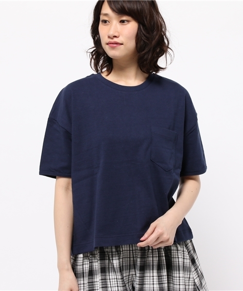 CIAOPANIC(チャオパニック)の「【Ciaopanic】 10/-度詰め天竺ポケTEE(Tシャツ/カットソー・レディース・ホワイト/ライトグレー/ライトイエロー/ネイビー・FREE)」の1枚目の写真