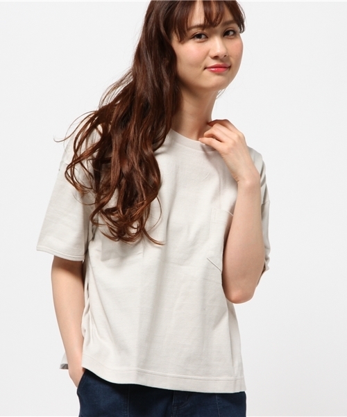 CIAOPANIC(チャオパニック)の「【Ciaopanic】 10/-度詰め天竺ポケTEE(Tシャツ/カットソー・レディース・ホワイト/ライトグレー/ライトイエロー/ネイビー・FREE)」の3枚目の写真
