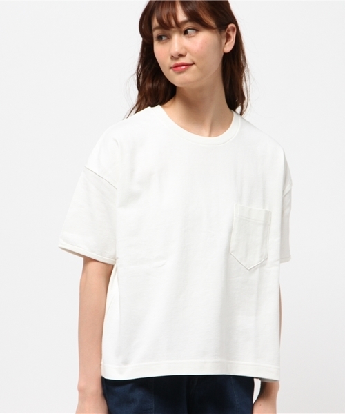 CIAOPANIC(チャオパニック)の「【Ciaopanic】 10/-度詰め天竺ポケTEE(Tシャツ/カットソー・レディース・ホワイト/ライトグレー/ライトイエロー/ネイビー・FREE)」の11枚目の写真