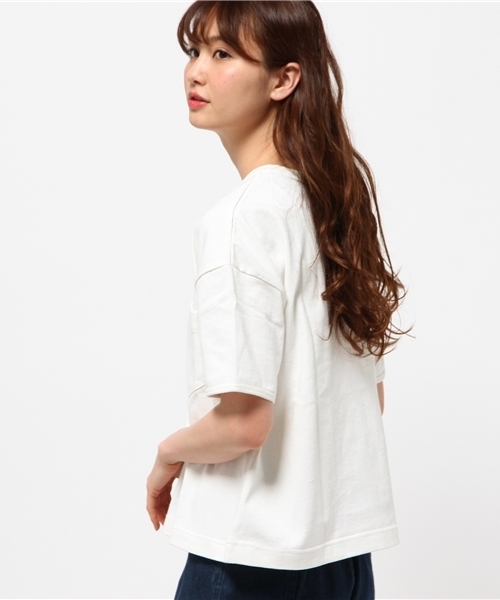 CIAOPANIC(チャオパニック)の「【Ciaopanic】 10/-度詰め天竺ポケTEE(Tシャツ/カットソー・レディース・ホワイト/ライトグレー/ライトイエロー/ネイビー・FREE)」の12枚目の写真