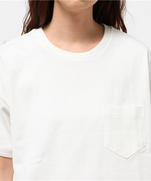 CIAOPANIC(チャオパニック)の「【Ciaopanic】 10/-度詰め天竺ポケTEE(Tシャツ/カットソー・レディース・ホワイト/ライトグレー/ライトイエロー/ネイビー・FREE)」の6枚目の写真