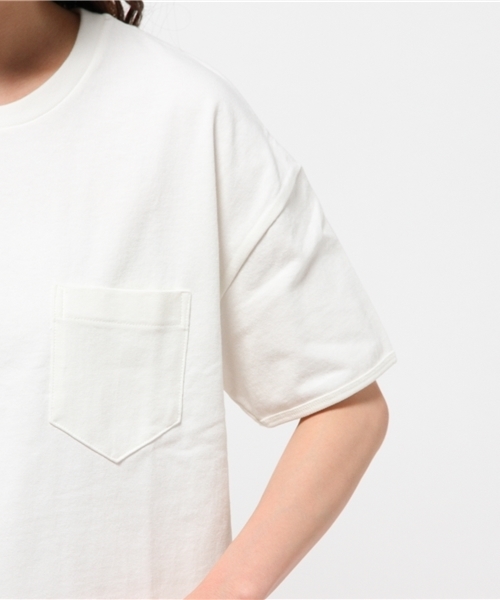 CIAOPANIC(チャオパニック)の「【Ciaopanic】 10/-度詰め天竺ポケTEE(Tシャツ/カットソー・レディース・ホワイト/ライトグレー/ライトイエロー/ネイビー・FREE)」の7枚目の写真
