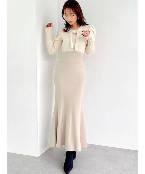 RESEXXY（リゼクシー）の「ボウタイマーメイドニットワンピース（ワンピース・レディース・ネイビー/ピンク/アイボリー・FREE）」の14枚目の写真