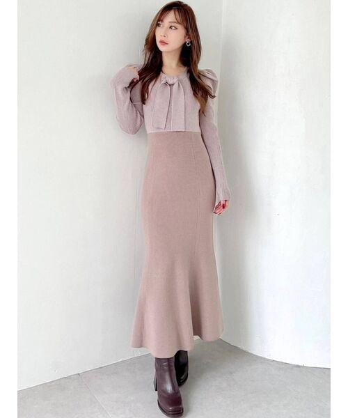 RESEXXY（リゼクシー）の「ボウタイマーメイドニットワンピース（ワンピース・レディース・ネイビー/ピンク/アイボリー・FREE）」の7枚目の写真