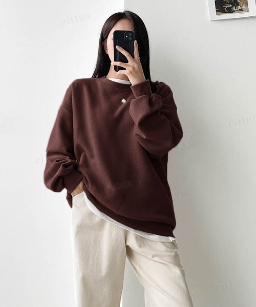 Dalfwin(ダールフィン)の「オーバーサイズシンプルニットカットソー(ニット/セーター・レディース・アイボリー/ブラック/モカ/ブラウン/カーキ/マスタード/オレンジ・FREE)」の3枚目の写真