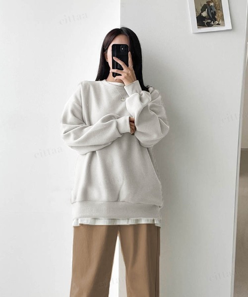 Dalfwin(ダールフィン)の「オーバーサイズシンプルニットカットソー(ニット/セーター・レディース・アイボリー/ブラック/モカ/ブラウン/カーキ/マスタード/オレンジ・FREE)」の9枚目の写真