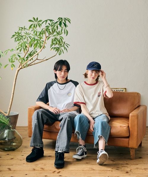 POWER TO THE PEOPLE(パワートゥーザピープル)の「【POWER TO THE PEOPLE】アメリカンショップ プリントリンガーTシャツ / グラフィックプリントTシャツ(Tシャツ/カットソー・レディース・グリーン系1/ホワイト系1/ホワイト系2/ホワイト系3/レモンイエロー/ネイビー・MEDIUM/LARGE/X-LARGE)」の8枚目の写真