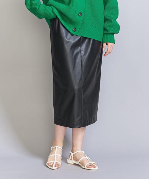 BEAUTY&YOUTH UNITED ARROWS（ビューティーアンドユースユナイテッドアローズ）の「フェイクレザー タイトスカート（スカート・レディース・オフホワイト/ブラック・S/M）」の2枚目の写真
