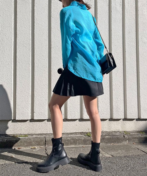 Jewelobe(ジュエローブ)の「アシンメトリー切り替えプリーツミニスカート(スカート・レディース・グレー/ホワイト/ブラック・M/S)」の9枚目の写真