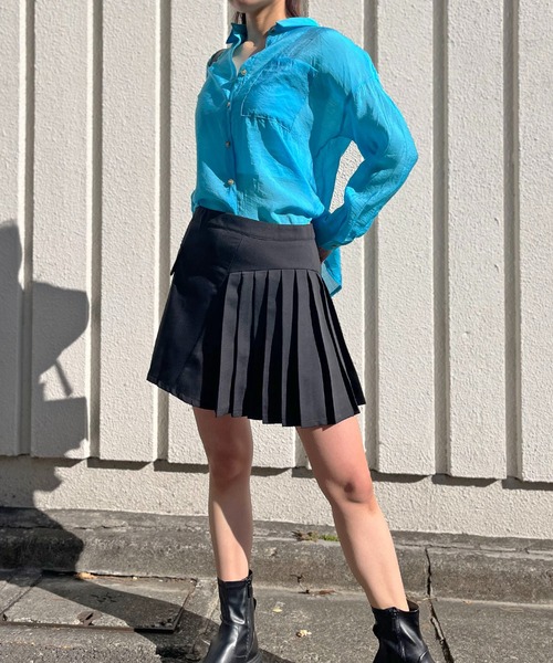 Jewelobe(ジュエローブ)の「アシンメトリー切り替えプリーツミニスカート(スカート・レディース・グレー/ホワイト/ブラック・M/S)」の13枚目の写真