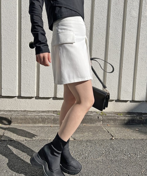 セール】アシンメトリー切り替えプリーツミニスカート（スカート