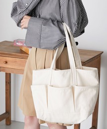 BONLECILL | ロゴ刺繍 アウトポケットビッグキャンバストートバッグ(トートバッグ)