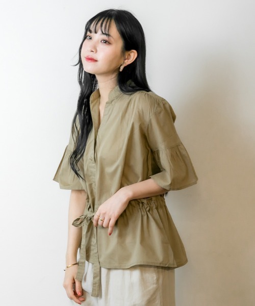 atONE（アットワン）の「atONE ボリュームドロストブラウス 半袖（シャツ/ブラウス・レディース・オフホワイト/ブラック/ベージュ・FREE）」の6枚目の写真