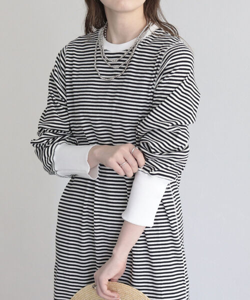 fredy emue（フレディエミュ）の「テレコボーダーワンピース（ワンピース・レディース・ブルー系その他/ホワイト系その他/グリーン系その他・38）」の2枚目の写真