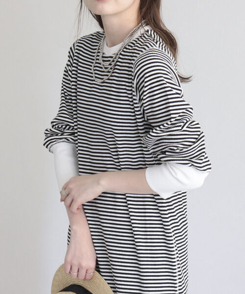 fredy emue（フレディエミュ）の「テレコボーダーワンピース（ワンピース・レディース・ブルー系その他/ホワイト系その他/グリーン系その他・38）」の4枚目の写真