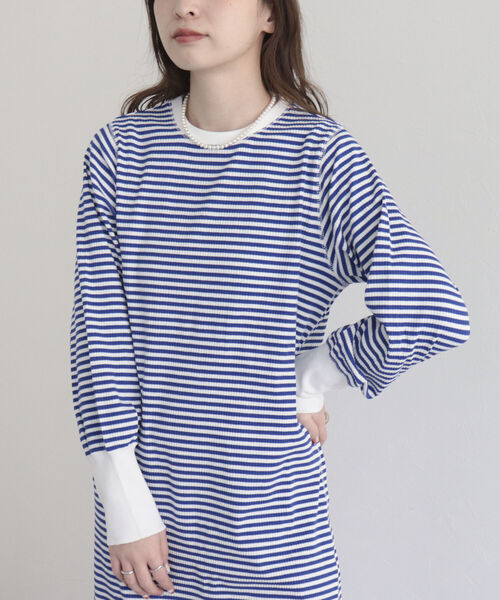 fredy emue（フレディエミュ）の「テレコボーダーワンピース（ワンピース・レディース・ブルー系その他/ホワイト系その他/グリーン系その他・38）」の5枚目の写真