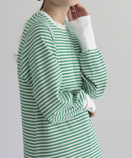 fredy emue（フレディエミュ）の「テレコボーダーワンピース（ワンピース・レディース・ブルー系その他/ホワイト系その他/グリーン系その他・38）」の6枚目の写真