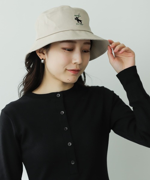 SENSE OF PLACE by URBAN RESEARCH（センスオブプレイスバイアーバンリサーチ）の「『ユニセックス』『別注』GREENWICH POLO CLUB×SENSE OF PLACE　B（ハット・メンズ・ブラック/ライトベージュ/カーキ・ONE）」の6枚目の写真