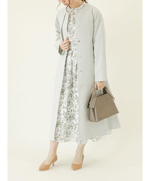 Te chichi（テチチ）の「ツイルノーカラーコート【花粉ブロック加工】（ノーカラーコート・レディース・ネイビー/ミント/ベージュ・ﾌﾘ-）」の5枚目の写真