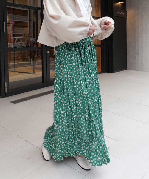 CORNERS（コーナーズ）の「小花柄ロングスカート（スカート・レディース・ブラック/グリーン・M）」の13枚目の写真
