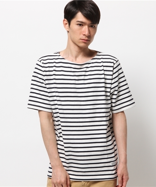 CIAOPANIC（チャオパニック）の「【Ciaopanic】　度詰めボーダーバスクTee（Tシャツ/カットソー・メンズ・ネイビー/ブルー・LARGE/MEDIUM）」の2枚目の写真