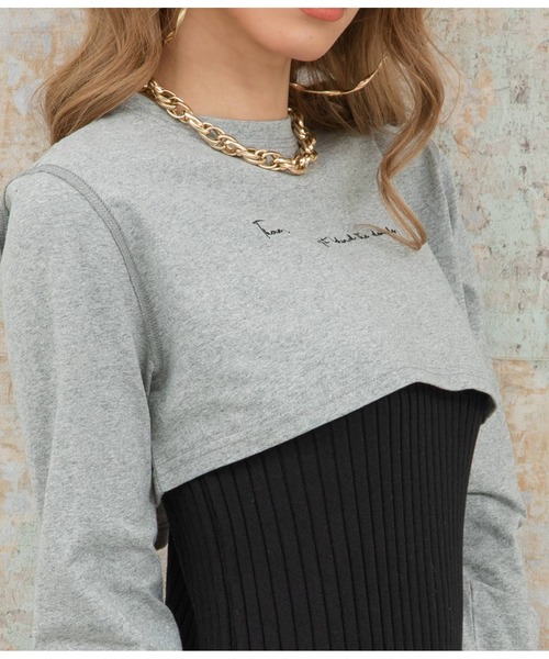 LATINA（ラティーナ）の「レタリング刺繍ショートTシャツ（Tシャツ/カットソー・レディース・グレー/ブラック・FREE）」の11枚目の写真