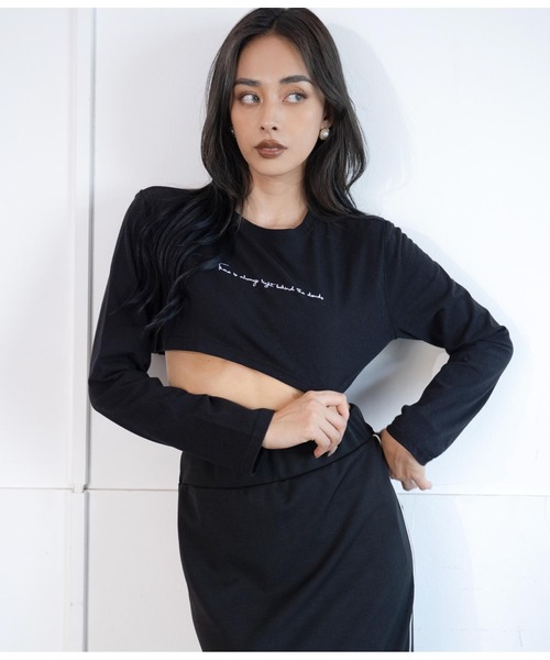 LATINA（ラティーナ）の「レタリング刺繍ショートTシャツ（Tシャツ/カットソー・レディース・グレー/ブラック・FREE）」の17枚目の写真