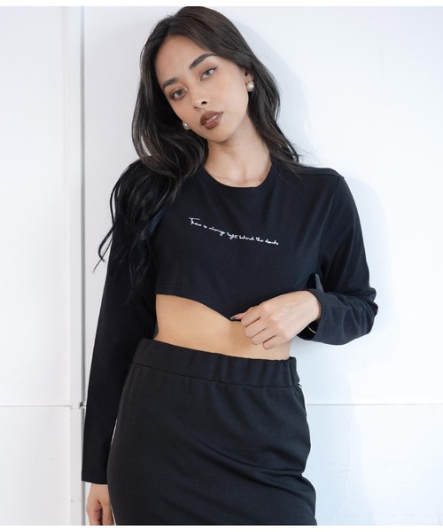 LATINA（ラティーナ）の「レタリング刺繍ショートTシャツ（Tシャツ/カットソー・レディース・グレー/ブラック・FREE）」の18枚目の写真