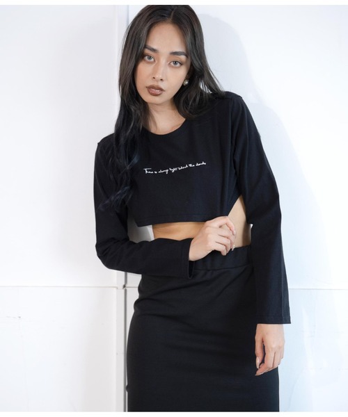 LATINA（ラティーナ）の「レタリング刺繍ショートTシャツ（Tシャツ/カットソー・レディース・グレー/ブラック・FREE）」の19枚目の写真