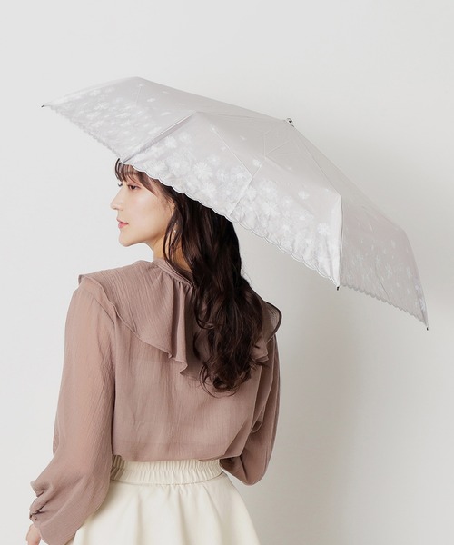 セール】遮光 晴雨兼用折りたたみ日傘 スカラ刺繍（折りたたみ傘