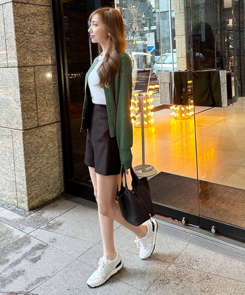 KOBE LETTUCE（コウベレタス）の「[ 岡部あゆみさんコラボ ]選べる2タイプ台形ミニスカート＆ショートパンツ（その他パンツ・レディース・ブラック系/グリーン系/ピンク系/ライトピンク/ホワイト系/ブラック/グリーン系1/オフホワイト/ブルー系/ネイビー系/ブルー系1/ネイビー系1/ライトベージュ/ピンク系1・M/S/2/1/XS/0）」の21枚目の写真