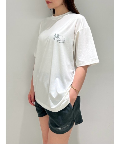 ジェラートピケ　ロゴ入りルームウェア　新品タグ付き　オフホワイト ジェラートピケ 総柄 長袖 ルームウェア F オフホワイト gelato