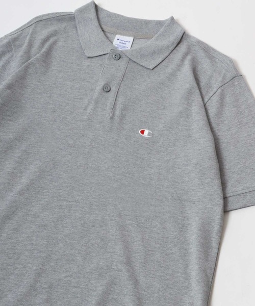 Champion(チャンピオン)の「Champion/チャンピオン カノコ ワンポイントロゴワッペン刺繍 無地 ポロシャツ レディース メンズ(ポロシャツ・メンズ・ブラック/グレー/ネイビー/ホワイト/モスグリーン・XL/M/L)」の1枚目の写真
