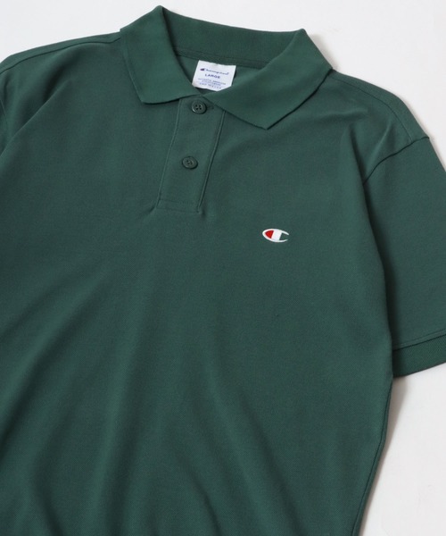 Champion(チャンピオン)の「Champion/チャンピオン カノコ ワンポイントロゴワッペン刺繍 無地 ポロシャツ レディース メンズ(ポロシャツ・メンズ・ブラック/グレー/ネイビー/ホワイト/モスグリーン・XL/M/L)」の4枚目の写真