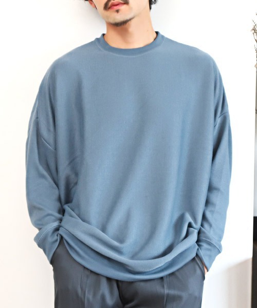 LUXSTYLE(ラグスタイル)の「ミラノリブクルーネックBIGニットソー(ニット/セーター・メンズ・グリーン/ブラウン/ホワイト/チャコール/ブルー/ブラック/ワイン/グレイッシュベージュ・M/L)」の7枚目の写真