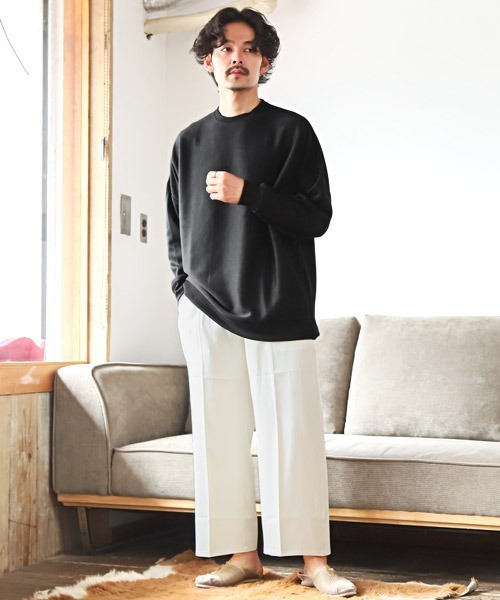 LUXSTYLE(ラグスタイル)の「ミラノリブクルーネックBIGニットソー(ニット/セーター・メンズ・グリーン/ブラウン/ホワイト/チャコール/ブルー/ブラック/ワイン/グレイッシュベージュ・M/L)」の12枚目の写真